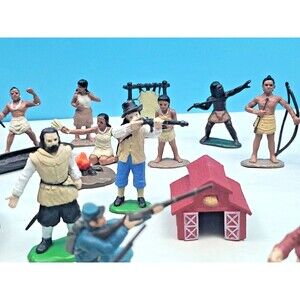 Safari Ltd Play Set  Wild West Pirates Indian Settlers Historical 30pcs Cake Top